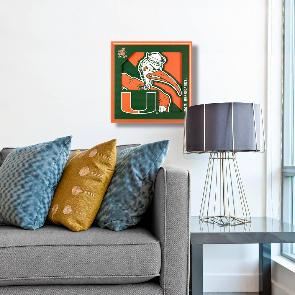 None NCAA Miami Hurricanes 3D Logo Series Wall Art - 12x12