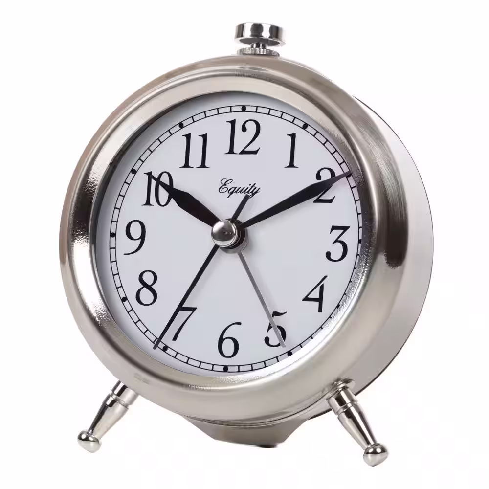 Equity by La Crosse Small 3 in. Metal Quartz Alarm Table Clock