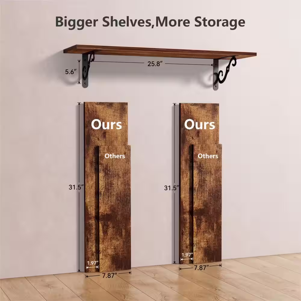 None 31.5 Inch Large Floating Shelves for Home Decor Set of 2, Wide Wall Mounted Shelves with Brackets