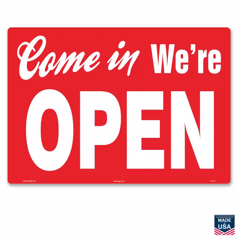Lynch Sign 14 in. x 10 in. Come in We're Open/Closed Sign Printed on More Durable Thicker Longer Lasting Styrene Plastic