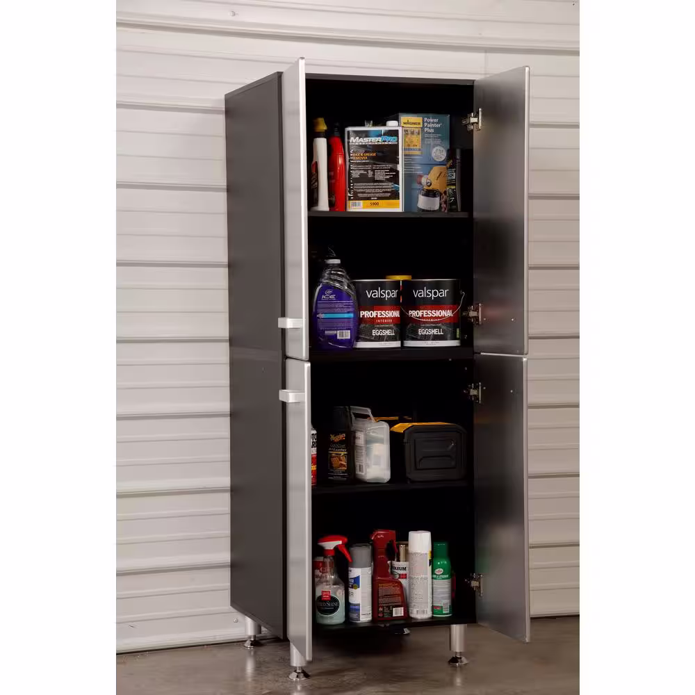 Tuff Stor Metallic Series 2-Piece Composite Garage Storage System in Black (24 in. W x 71 in. H x 21 in. D)