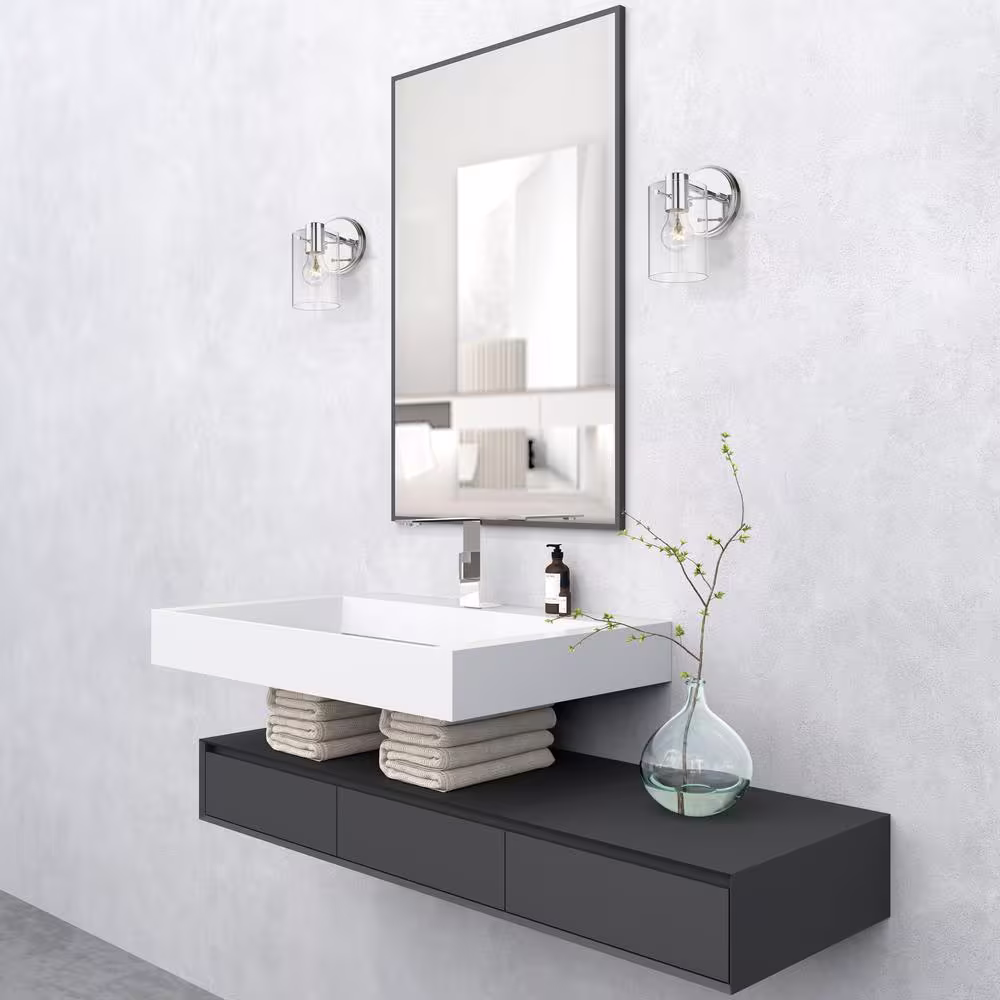 Livex Lighting Munich 1-Light Polished Chrome Wall Sconce with Clear Glass