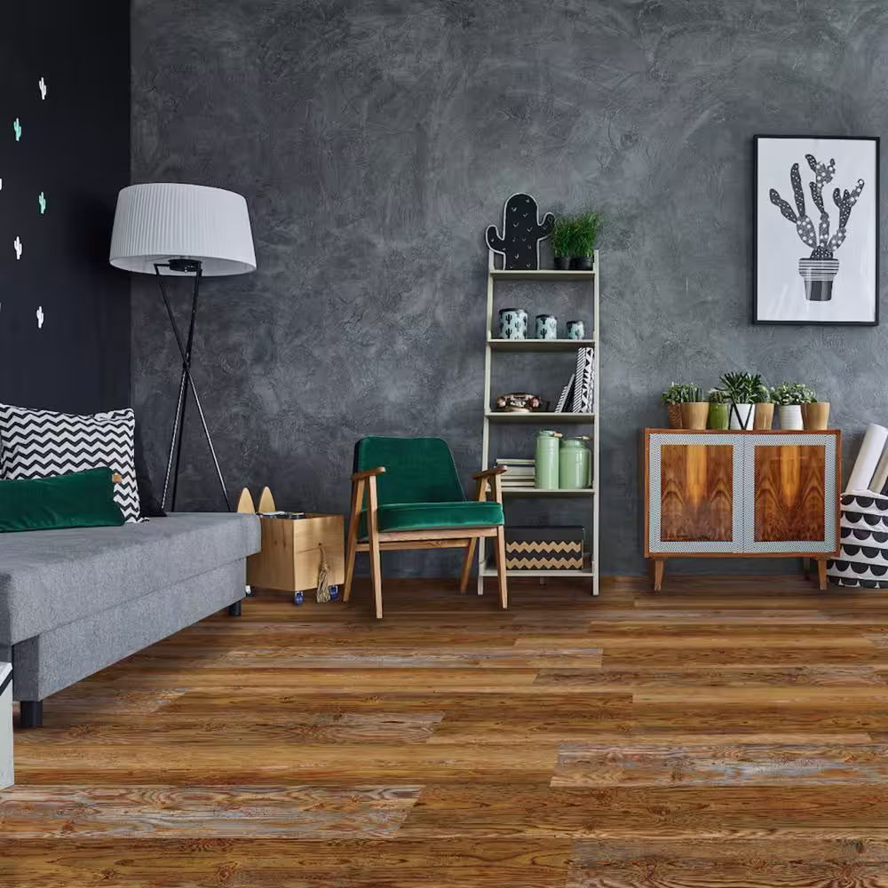 Deco Products HYDROSTOP Golden Pine 7.2 in. W x 48 in. L Floor and Wall Rigid Core Luxury Vinyl Plank Flooring (24.00 sq. ft./case)