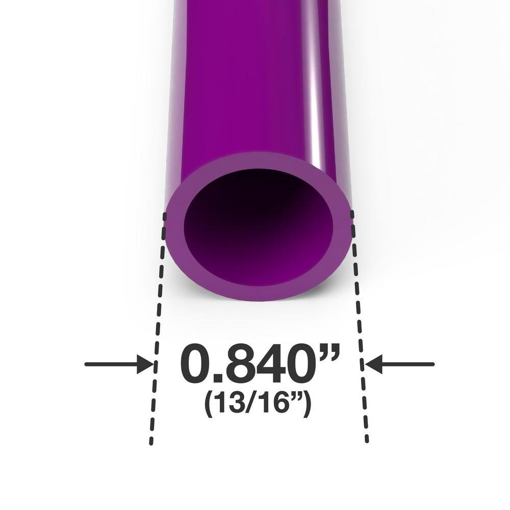 Formufit 1/2 in. x 5 ft. Furniture Grade Schedule 40 PVC Pipe in Purple (2-Pack)