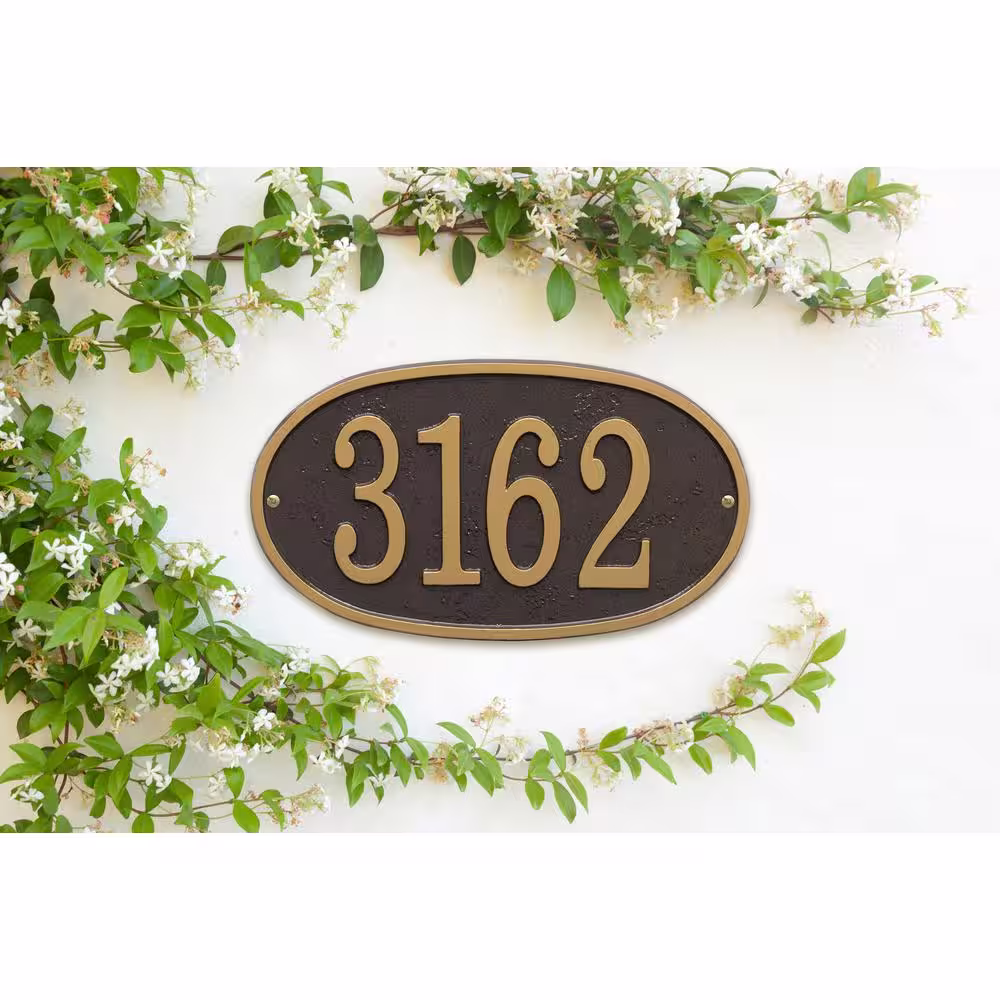 Whitehall Products Fast and Easy Oval House Number Plaque, Bronze/Gold