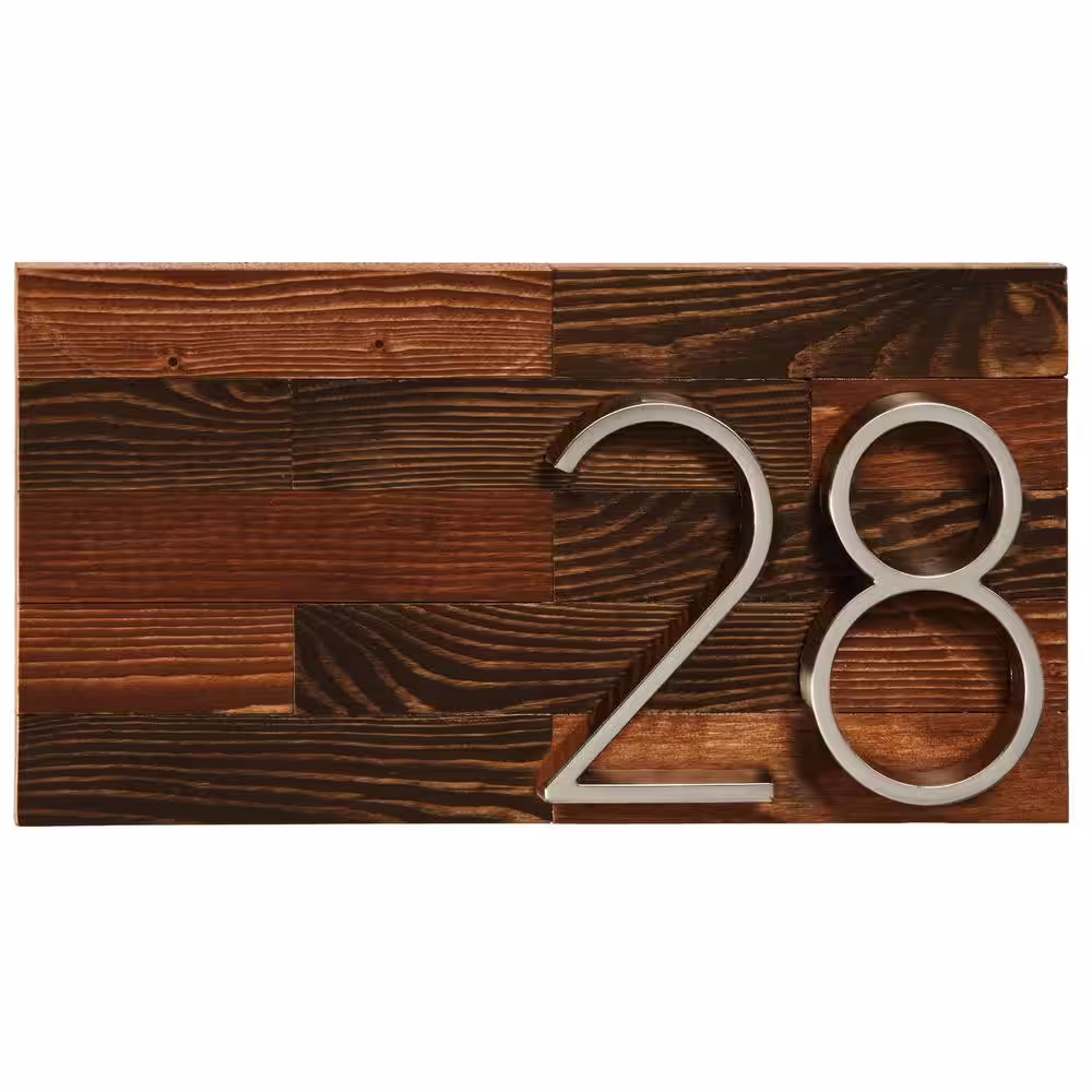 None Small Rustic Wood Address Plaque