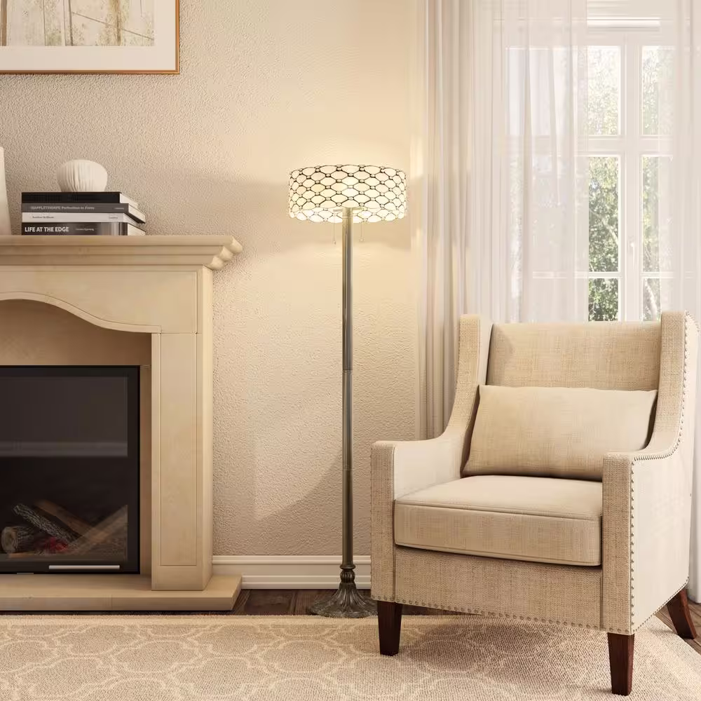 Serena D'italia Tiffany Jeweled 60 in. Bronze Floor Lamp