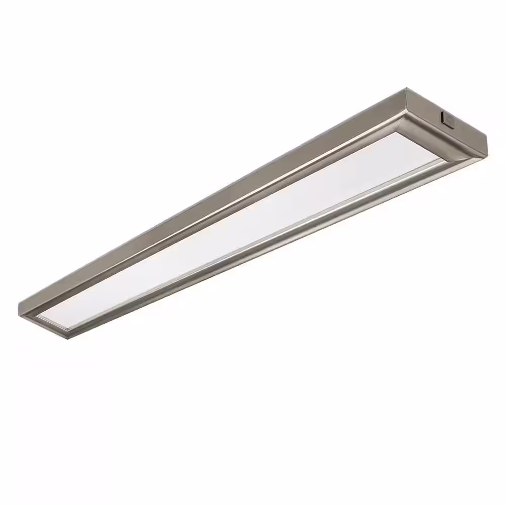 Commercial Electric 48 in. x 10 in. Low Profile Brushed Nickel Color Selectable LED Flush Mount Ceiling Light w/Night Light Feature