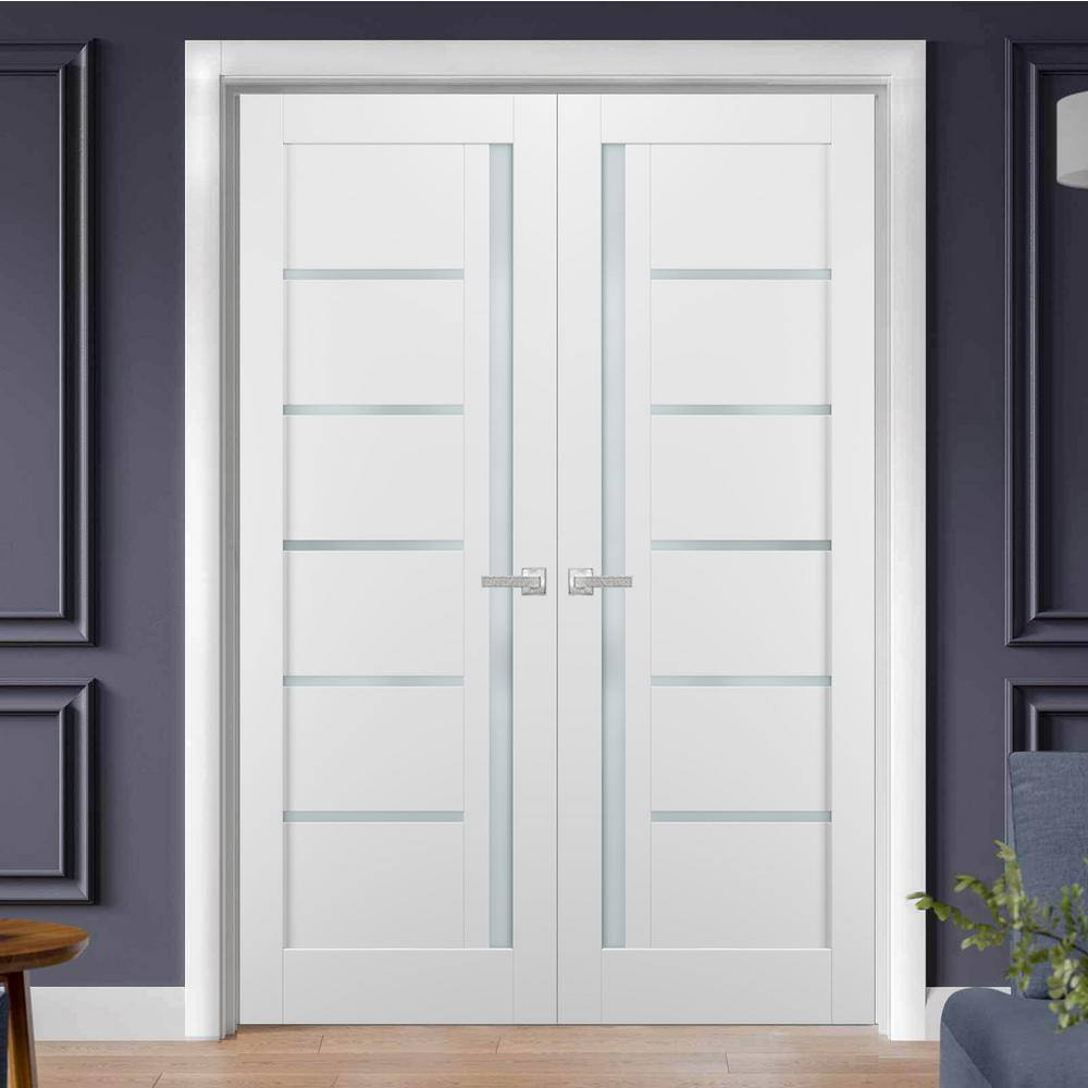Sartodoors 64 in. x 96 in. Single Panel White Finished Pine Wood Interior Door Slab with Hardware