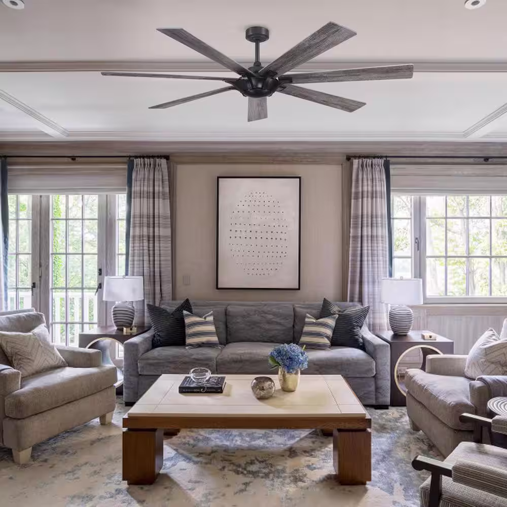 Parrot Uncle Liew 72 in. Matte Black Reversible 7-Blade Ceiling Fan with Remote Control