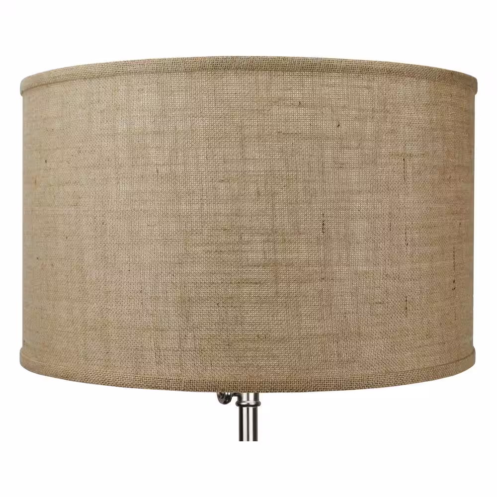 FenchelShades.com 18 in. W x 11 in. H Burlap Natural/Nickel Hardware Drum Lamp Shade