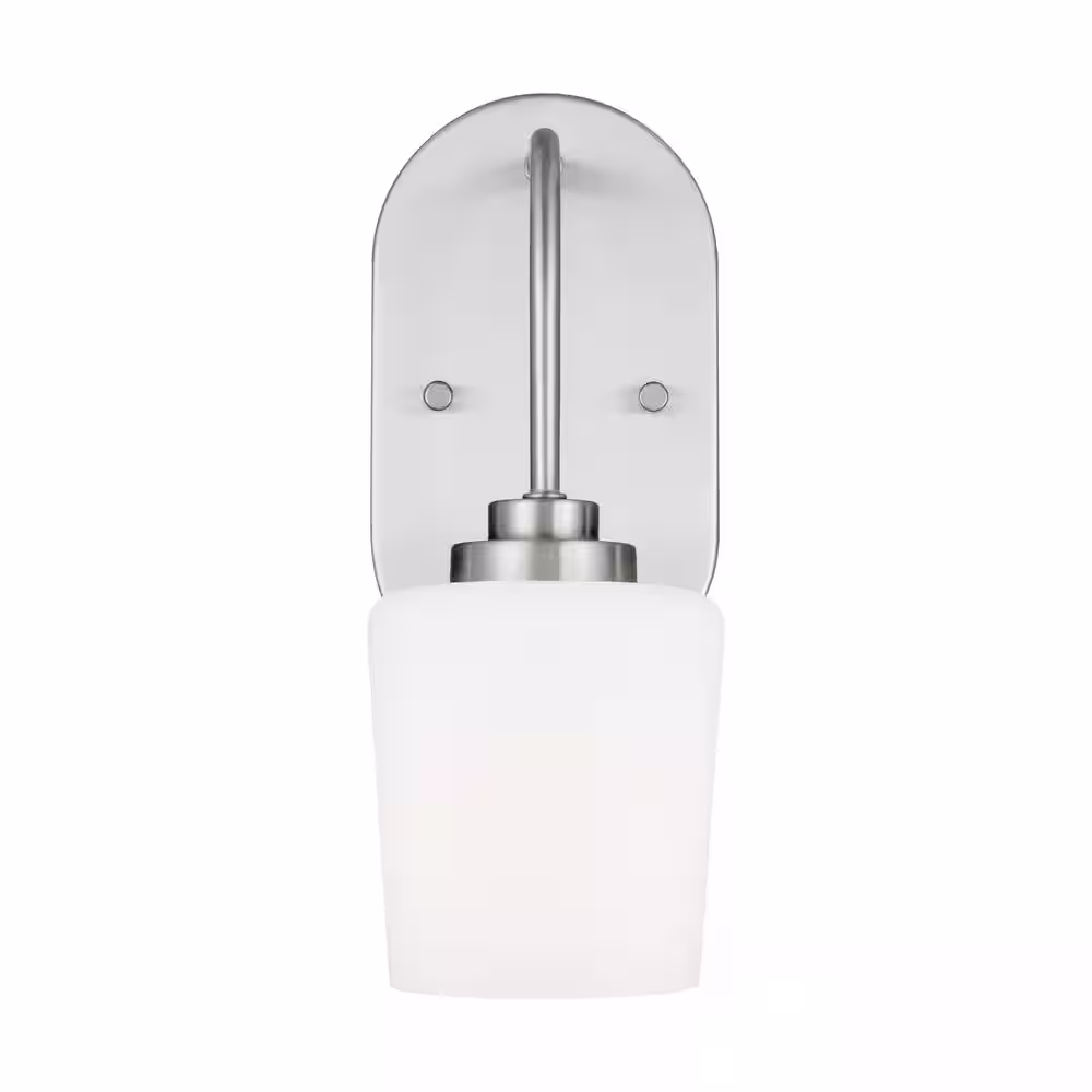 Generation Lighting Windom 1-Light Brushed Nickel Wall Sconce with Alabaster Glass Shade
