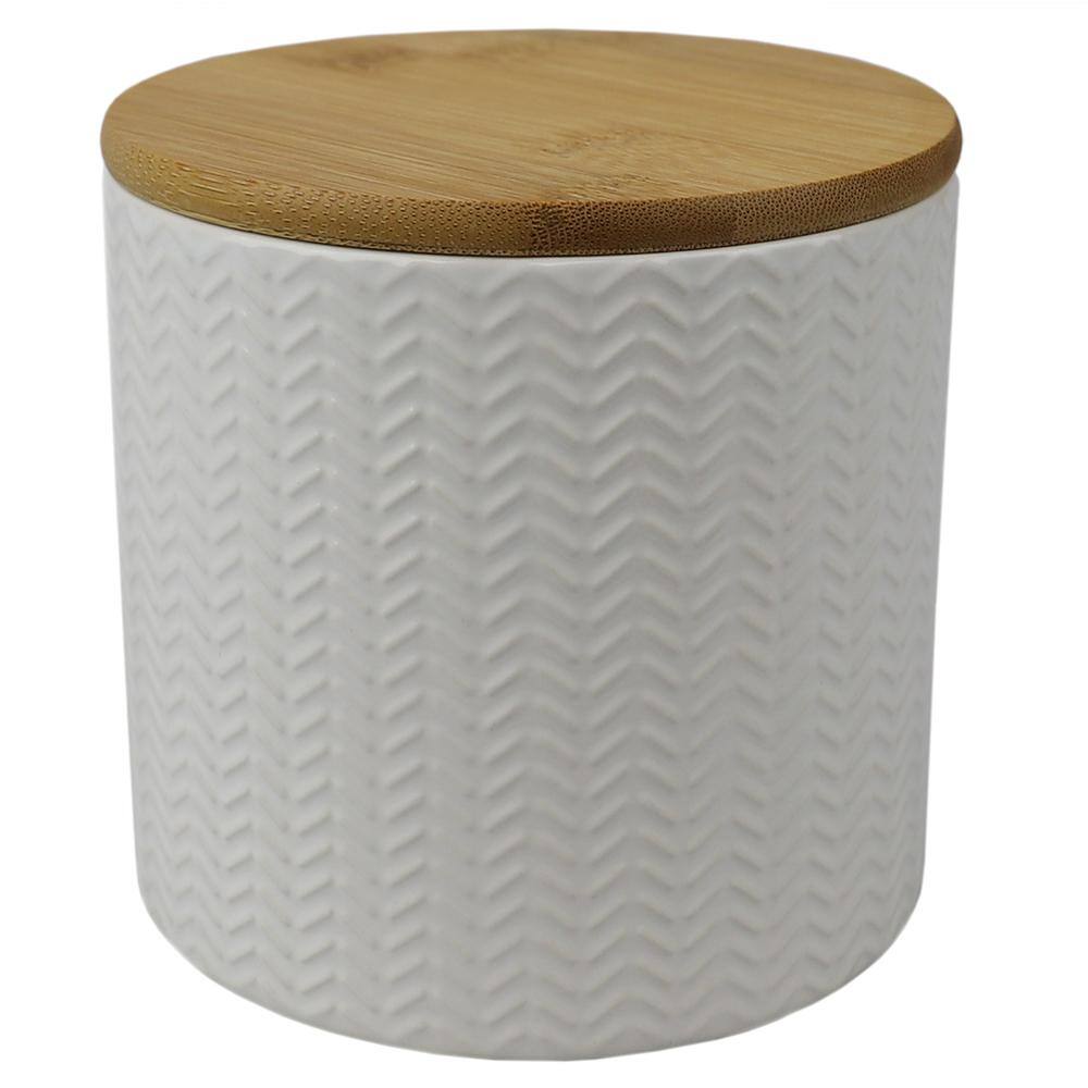 Home Basics Wave Small Ceramic Canister, White