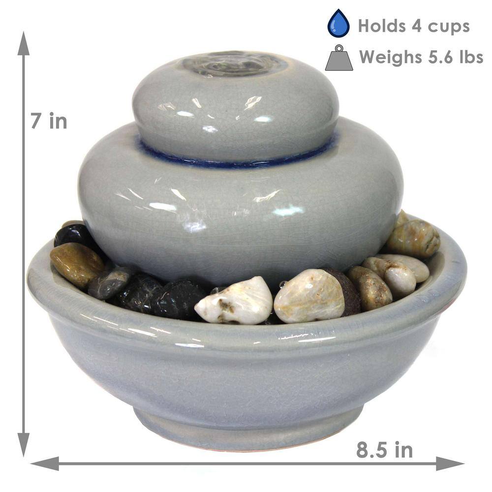 Sunnydaze Decor 7 in. Smooth Cascade Ceramic Indoor Tabletop Water Fountain