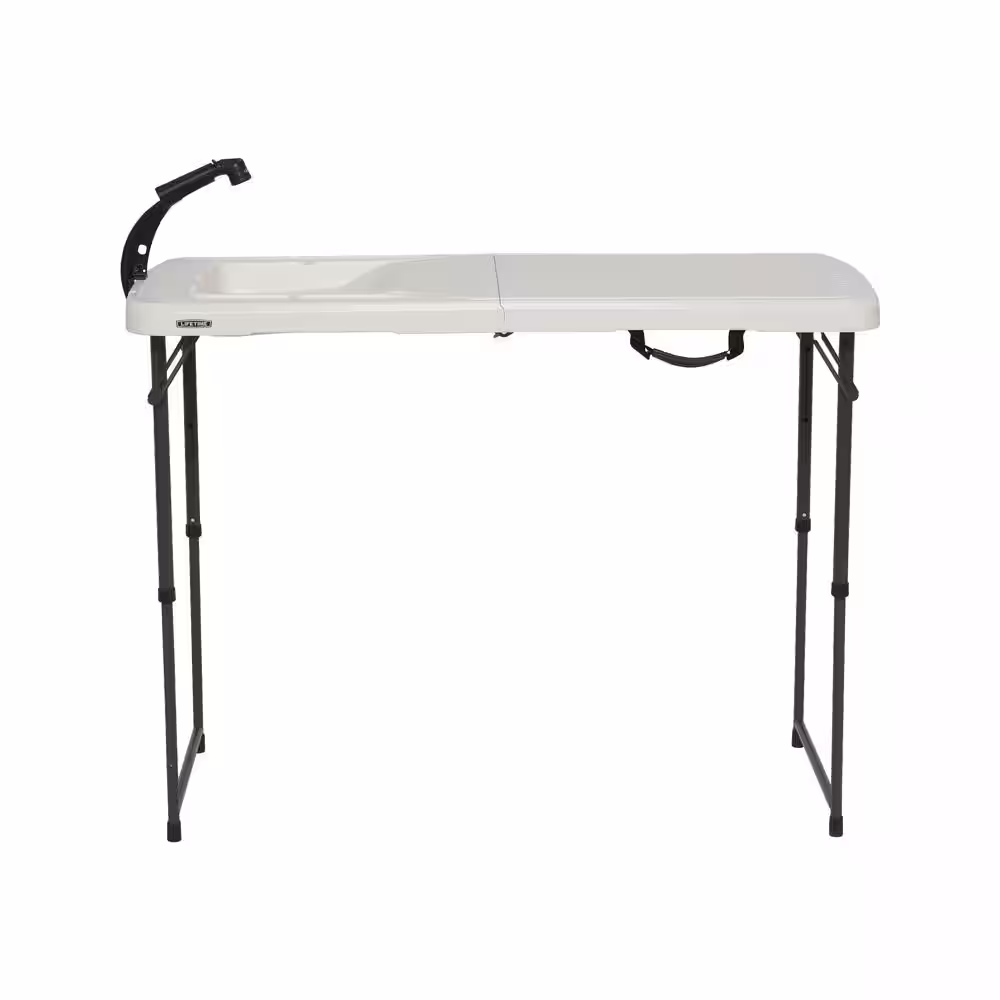 Lifetime 4 ft. Adjustable Height Fold-in-Half Fillet Table; Almond