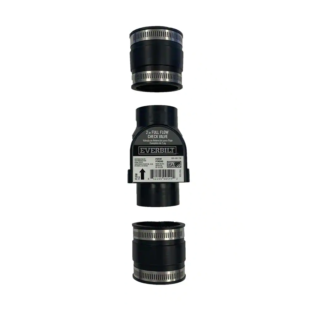 None 2 in. Sewage Check Valve with Flexible PVC Fittings