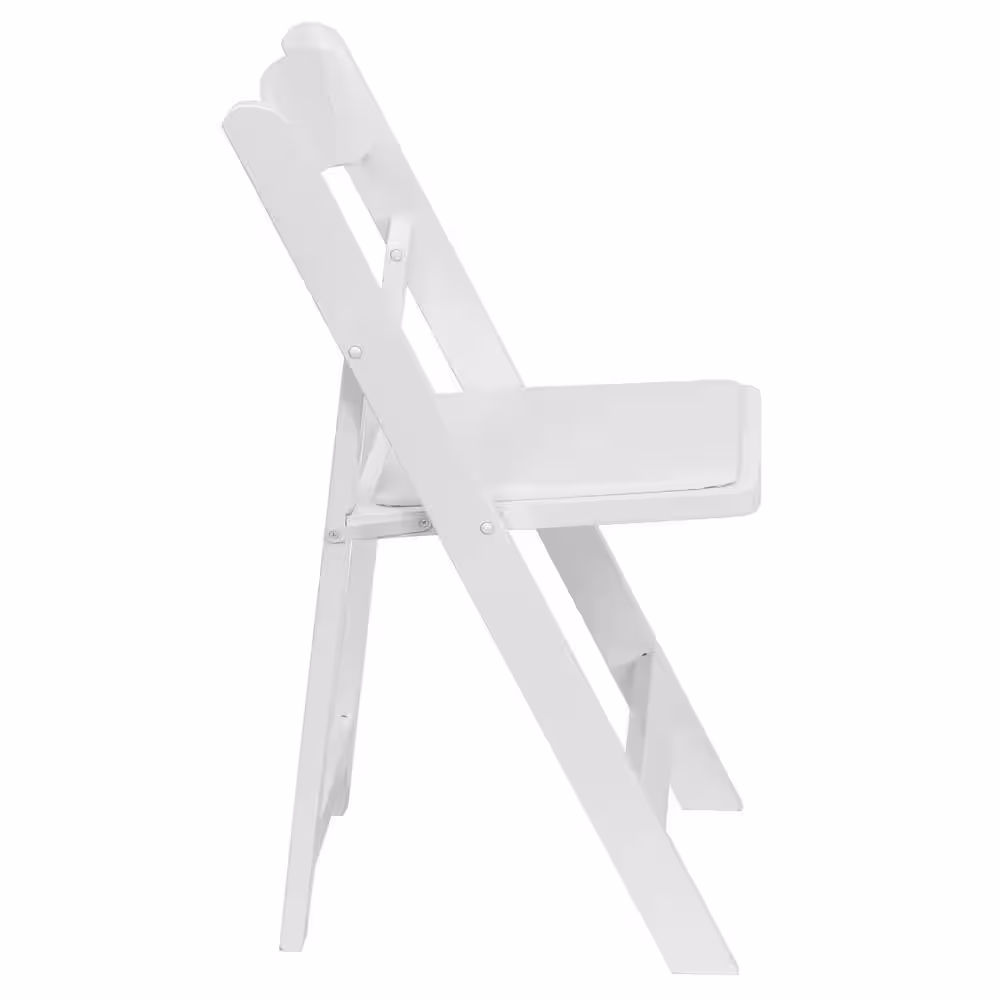 Flash Furniture Hercules Series White Wood Folding Chair with Vinyl Padded Seat
