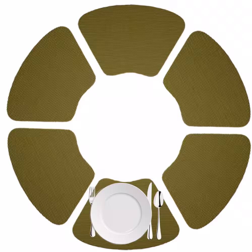 Kraftware Fishnet 19 in. x 13 in. Moss PVC Covered Jute Wedge Placemat (Set of 6)