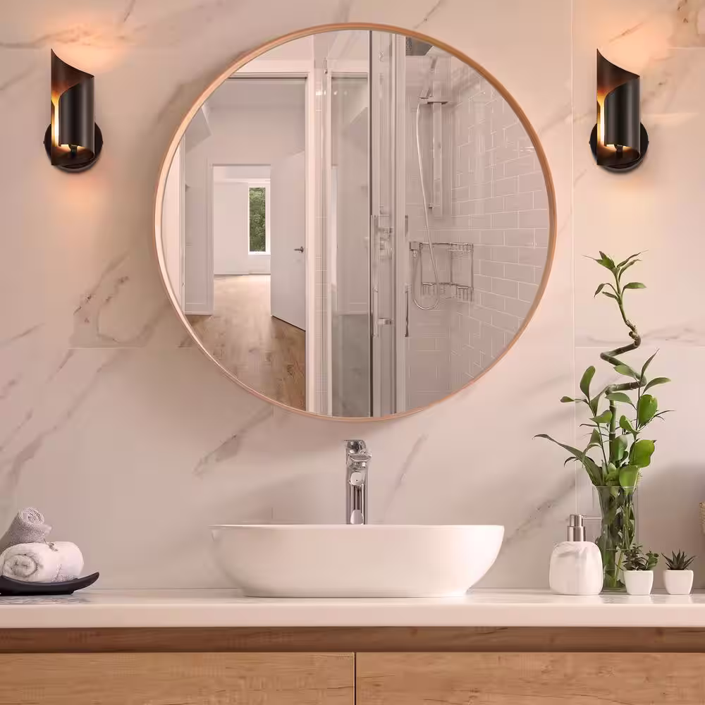 Merra 1-Light Dark Brown Modern Wall Sconce Light Fixture with Novelty Scroll Shade