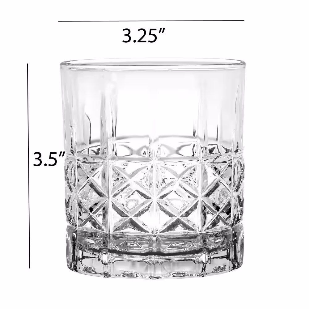 Lorren Home Trends 11 oz. Textured Double Old Fashion Whiskey Glass (Set of 6)