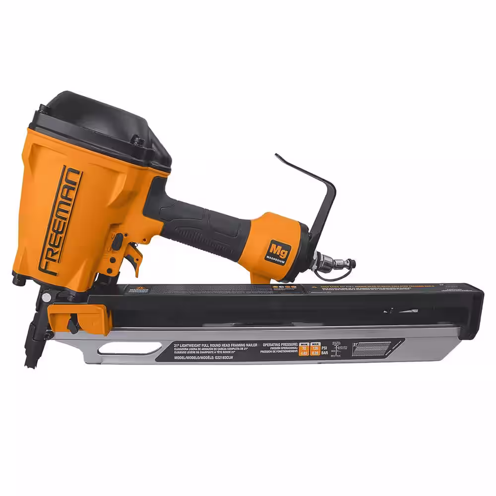 Freeman 2nd Generation Compact Lightweight Pneumatic 21-Degree Framing Nailer with Metal Belt Hook and 1/4 in. NPT Air Connector