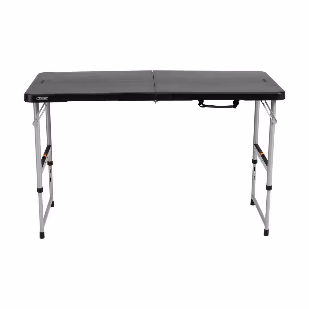 Lifetime 4 ft. One Hand Adjustable Height Fold-in-Half Table; Black
