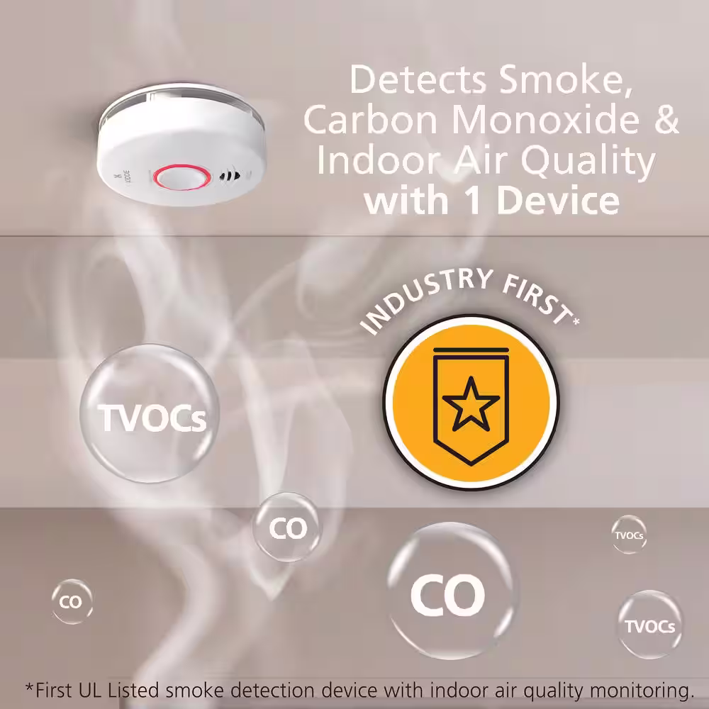 Kidde Smart Smoke and Carbon Monoxide Detector with Indoor Air Quality Monitor, Hardwired, 10-Year Lithium Backup Battery