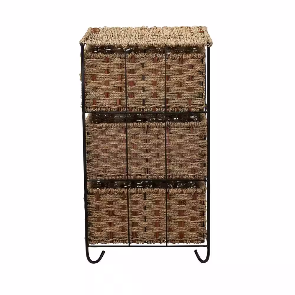 HOUSEHOLD ESSENTIALS Seagrass/Rattan 3 Drawer Unit Overall