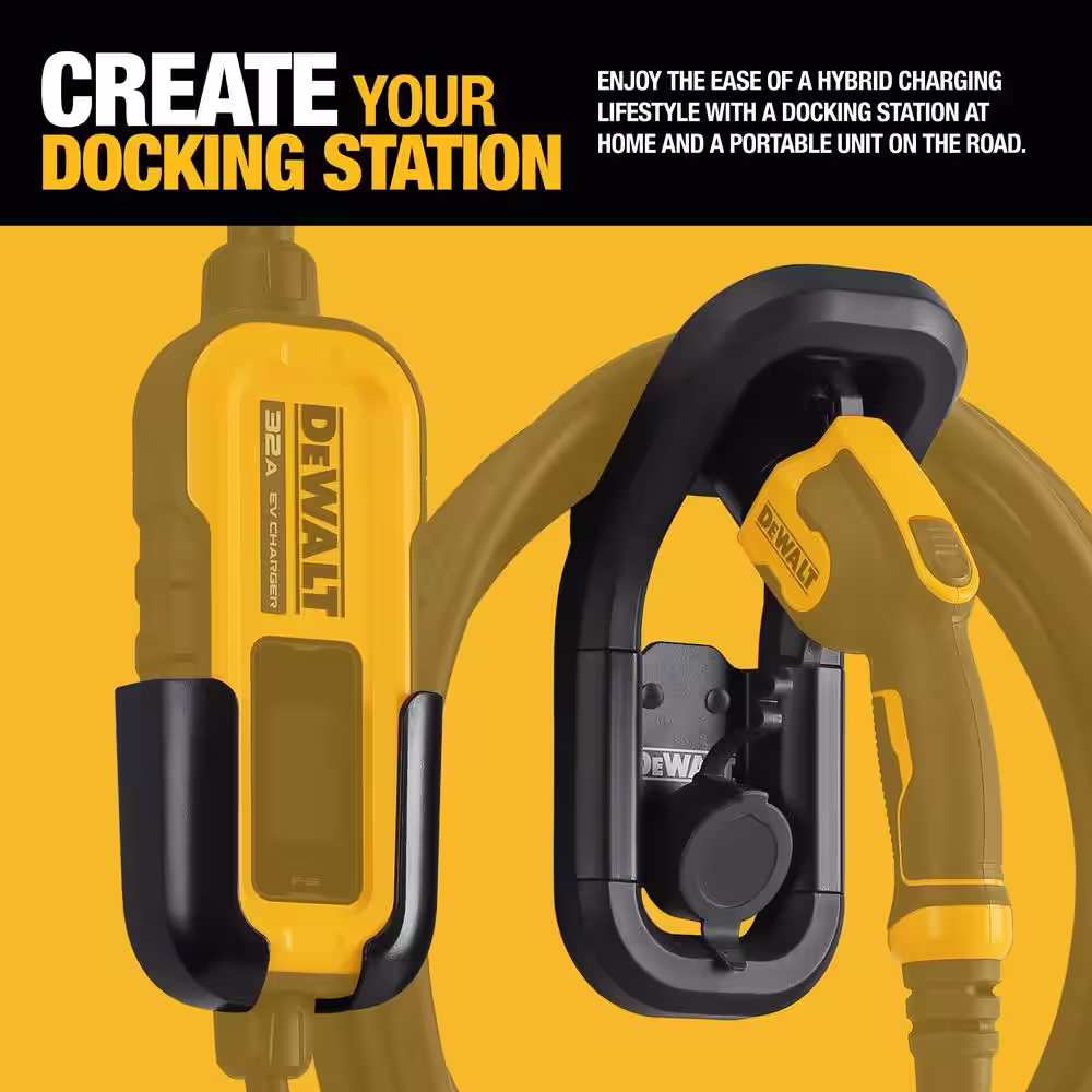 DEWALT Wall Mount Bracket for Electric Vehicle Charger, For Charging Handle and Control Box, Integrated Cable Organizer