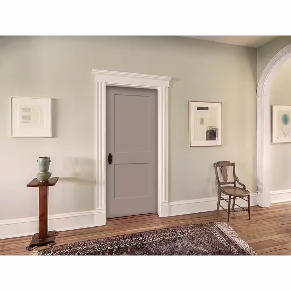 JELD-WEN 30 in. x 80 in. 2 Panel Monroe Primed Left-Hand Smooth Solid Core Molded Composite MDF Single Prehung Interior Door