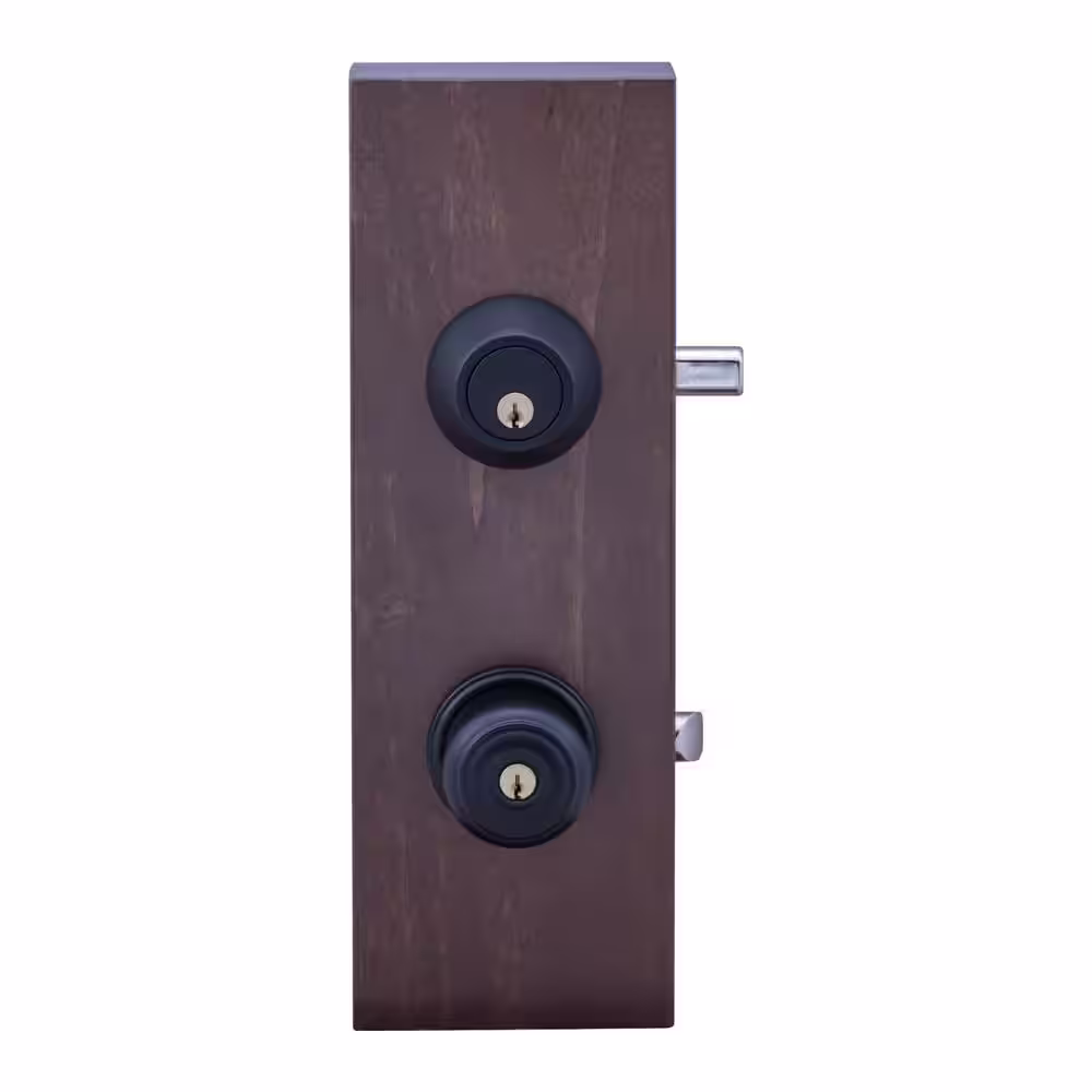 Copper Creek Colonial Black Entry Door Knob with Deadbolt