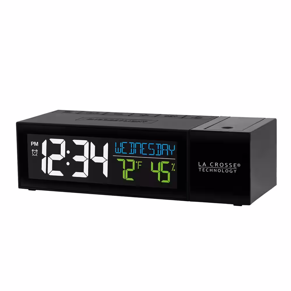 La Crosse Technology Pop-Up Bar Projection Electric Alarm Clock with USB Charging Port