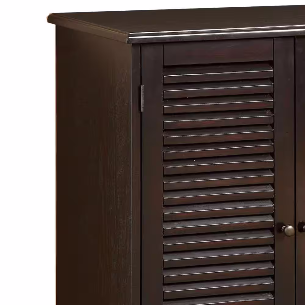 Benjara 34.5 in. H x 30 in. W Brown Wood Shoe Storage Cabinet