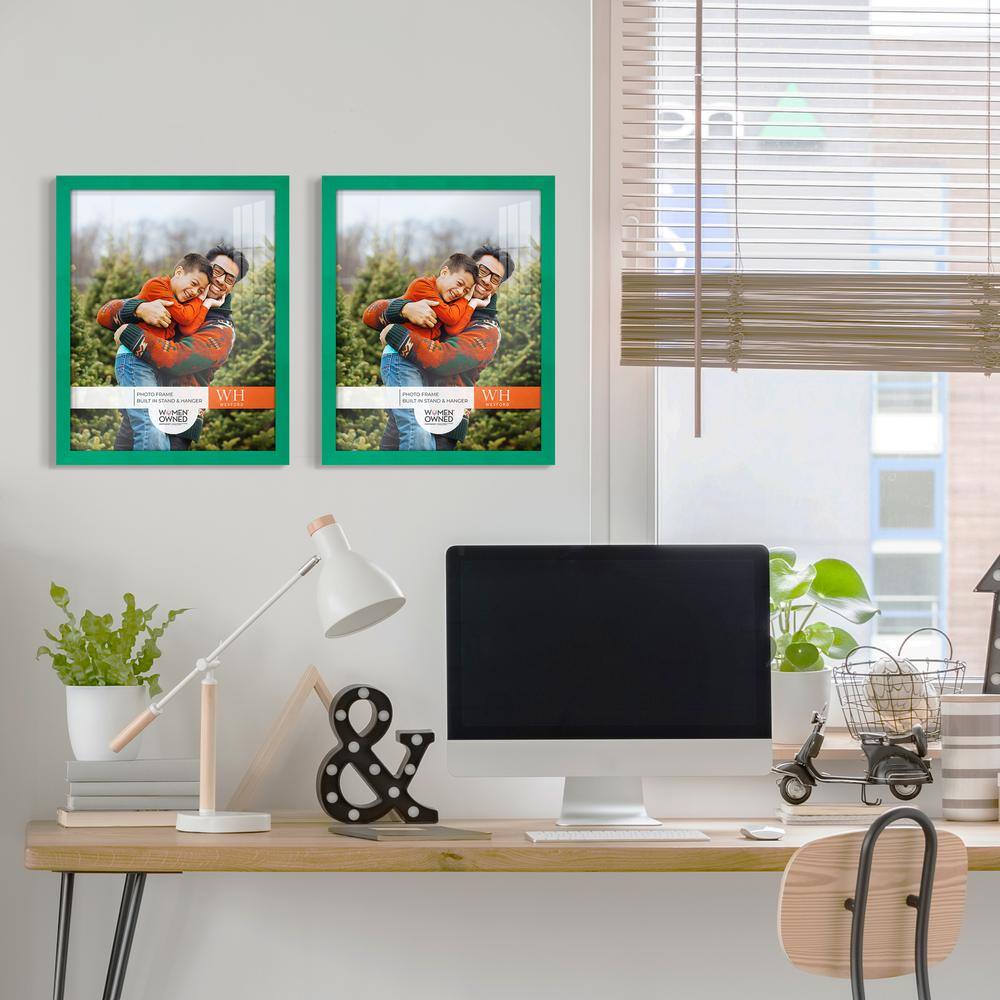 None Grooved 11 in. x 14 in. Green Picture Frame (Set of 2)