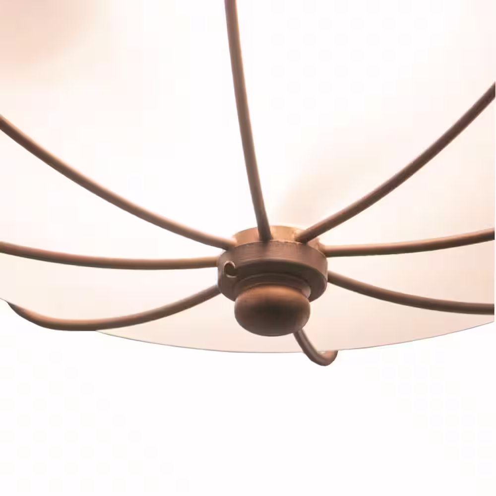 VAXCEL Orleans Copper Coastal Ship Wheel Outdoor Flush Mount 2-Light Ceiling Light White Glass