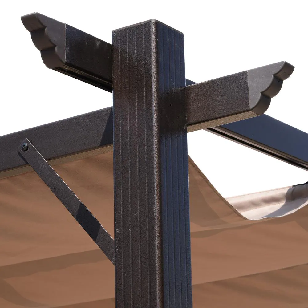 Outsunny 10 ft. x 13 ft. x 8 ft. Aluminum Outdoor Pergola Backyard Gazebo Canopy with Retractable Roof and Sturdy Build