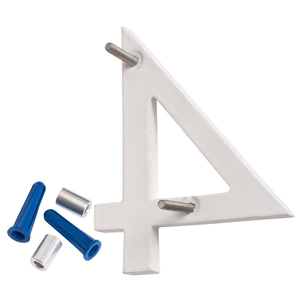 None 4 in. White Aluminum Floating or Flat Modern House Number 4