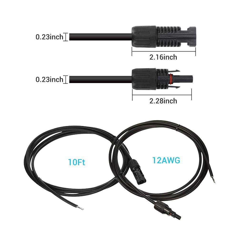 Renogy 10 ft. 12 AWG Solar Panel and Charge Controller Connector Adaptor Kit Cables