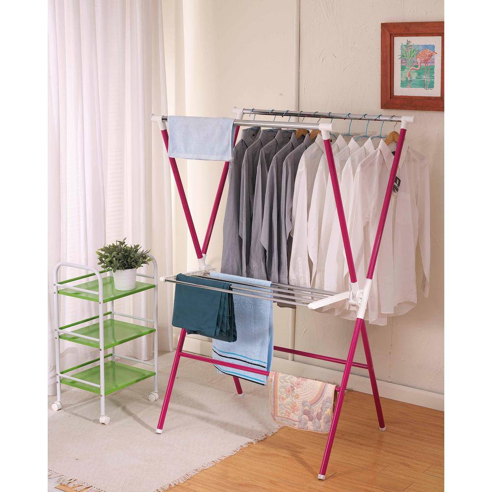 ORE International Pink Folding Laundry Rack