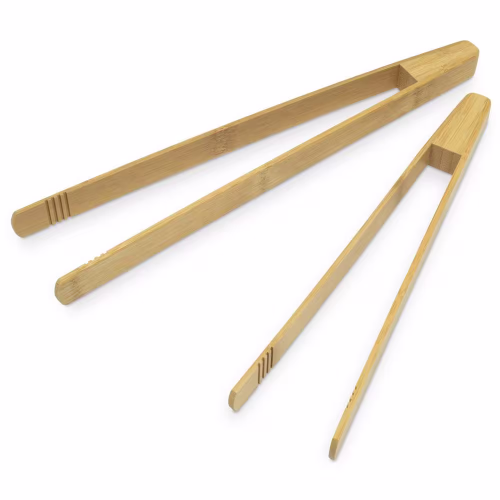 Cook Pro 2-Pc 10 in. Plus 12 in. Eco-Friendly Asian Bamboo Tongs