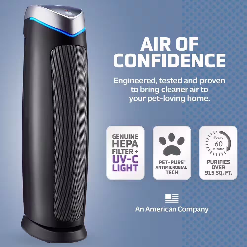 GermGuardian 5-in-1 Air Purifier with True HEPA filter, UV Sanitizer for Medium Rooms up to 189 Sq Ft, Black