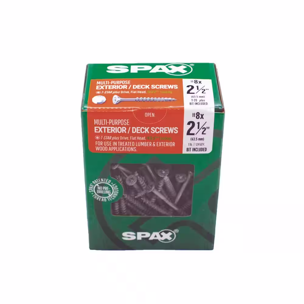 SPAX #8 x 2-1/2 in. HCR-X T-Star Plus Flat Undercut Interior/Exterior Multi-Purpose Screw (124 Per Box)