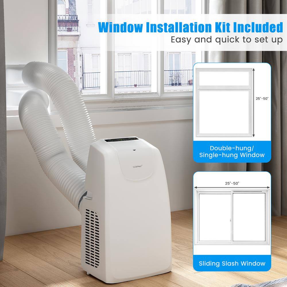 Costway 11,500 BTU ASHRAE Dual Hose Portable Air Conditioner 3-in-1 AC Unit 400 Sq. Ft. w/Remote Control