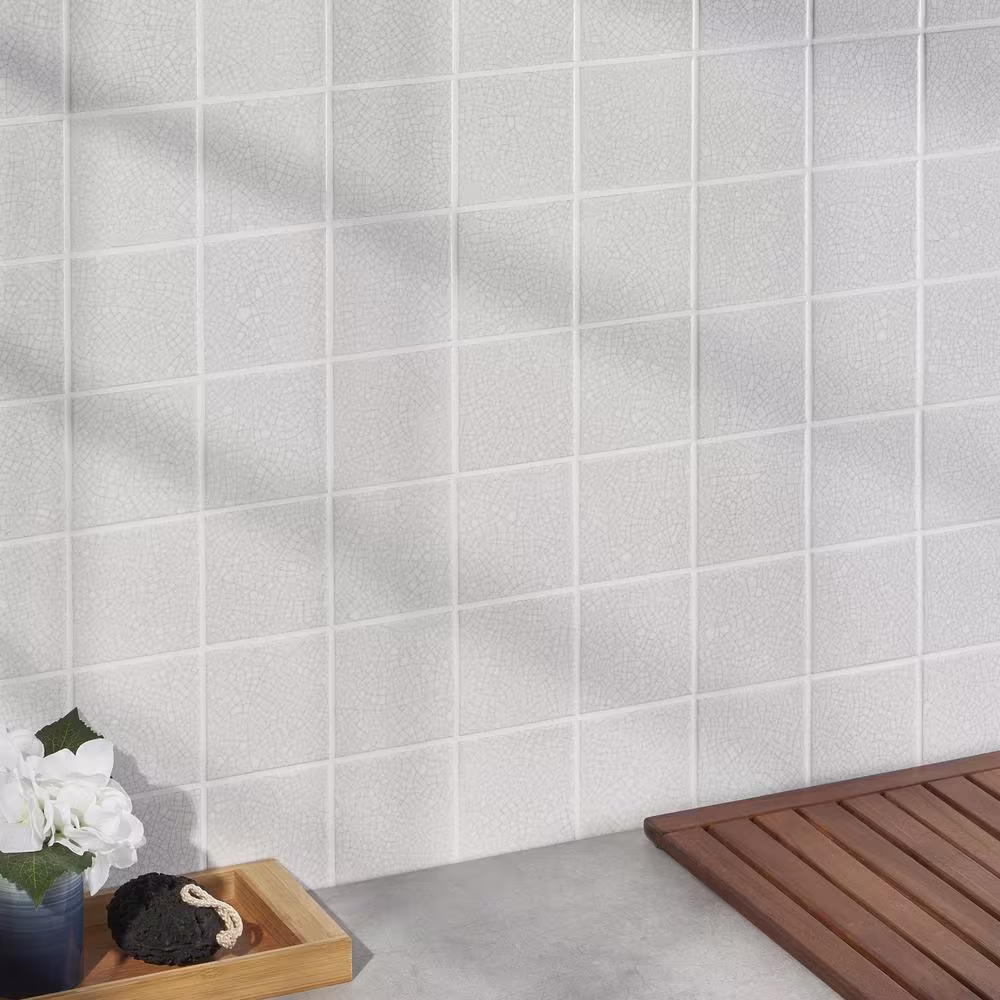 Ivy Hill Tile Mackay Vintage White 3.93 in. x 3.93 in. Polished Ceramic Wall Tile (9.68 sq. ft./Case)