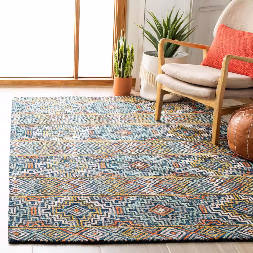 SAFAVIEH Aspen Blue/Gold 8 ft. x 10 ft. Bohemian Geometric Area Rug