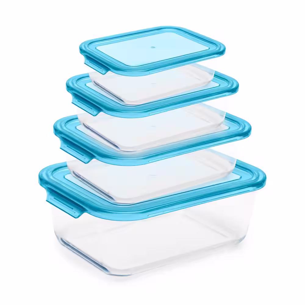 None Nested Glass Meal Prep 4-Piece Oven Safe Food Storage Container Set
