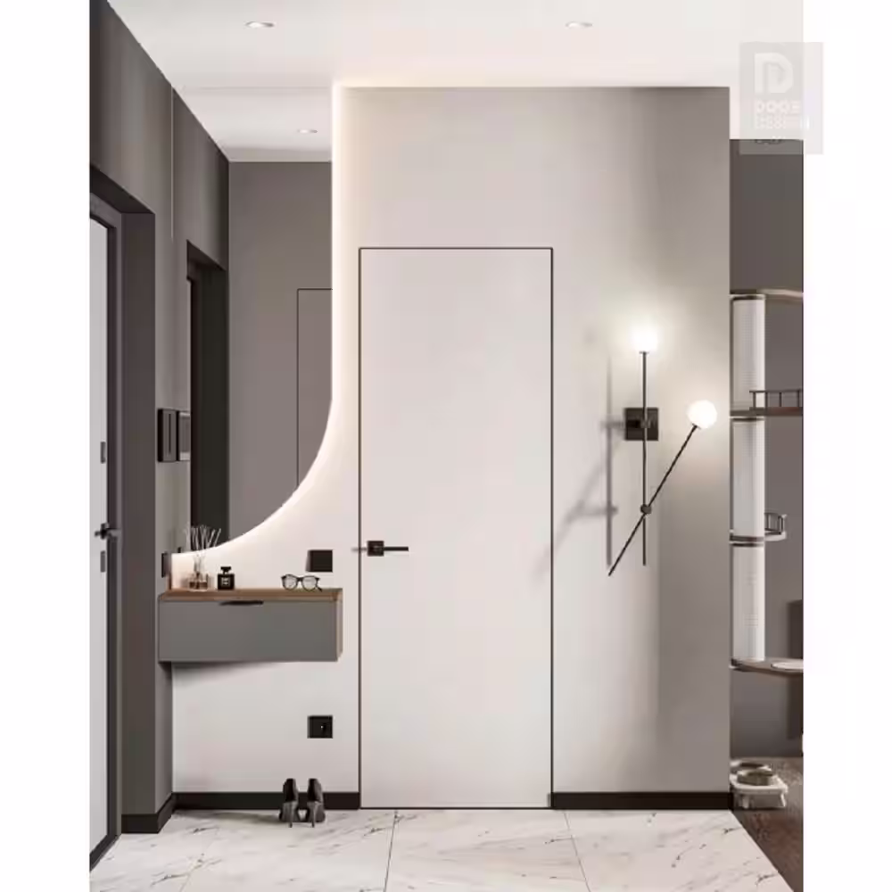 Belldinni Invisible Reverse Frame Smart Pro 32 in. x 80 in. RightHand PolarWhite Wood Single Prehung InteriorDoor Concealed Hinges