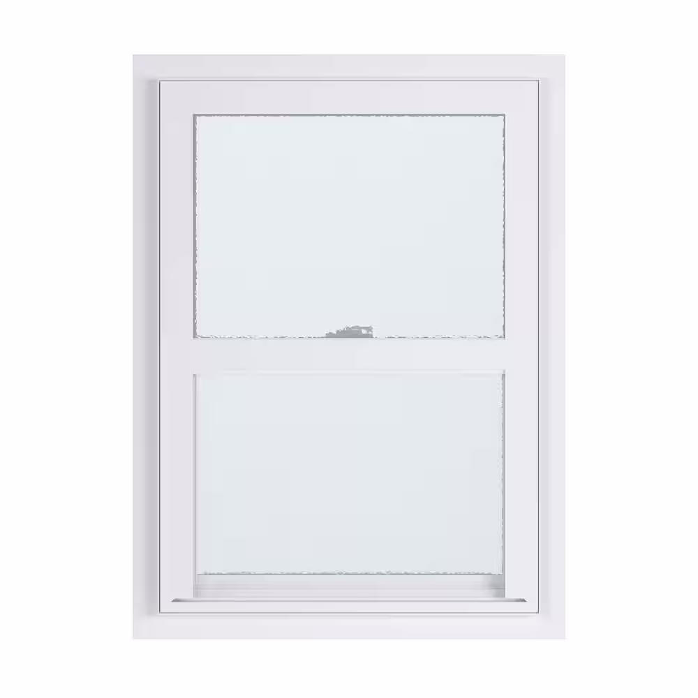 American Craftsman 50 Series Low-E Argon Glass Single Hung White Vinyl Fin Window, Screen Incl