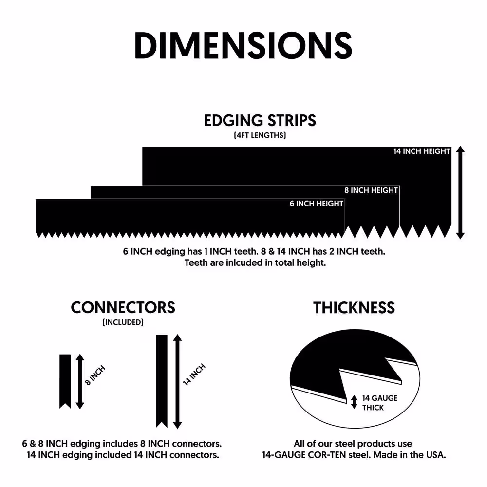 None 4 ft. x 14-Gauge x 6 in. Cor-Ten Steel Landscape Edging (4 ft. 1-Piece)