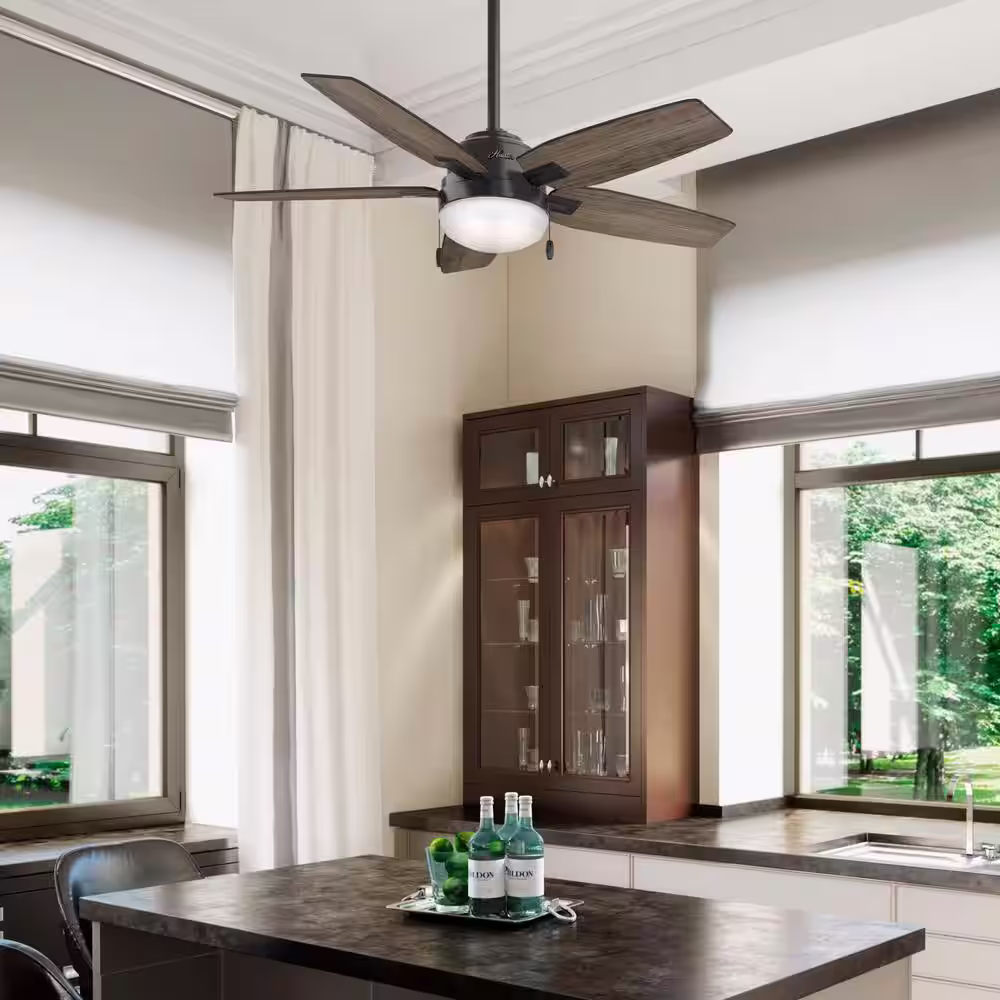 Hunter Antero 46 in. LED Indoor Matte Black Ceiling Fan with Light Kit